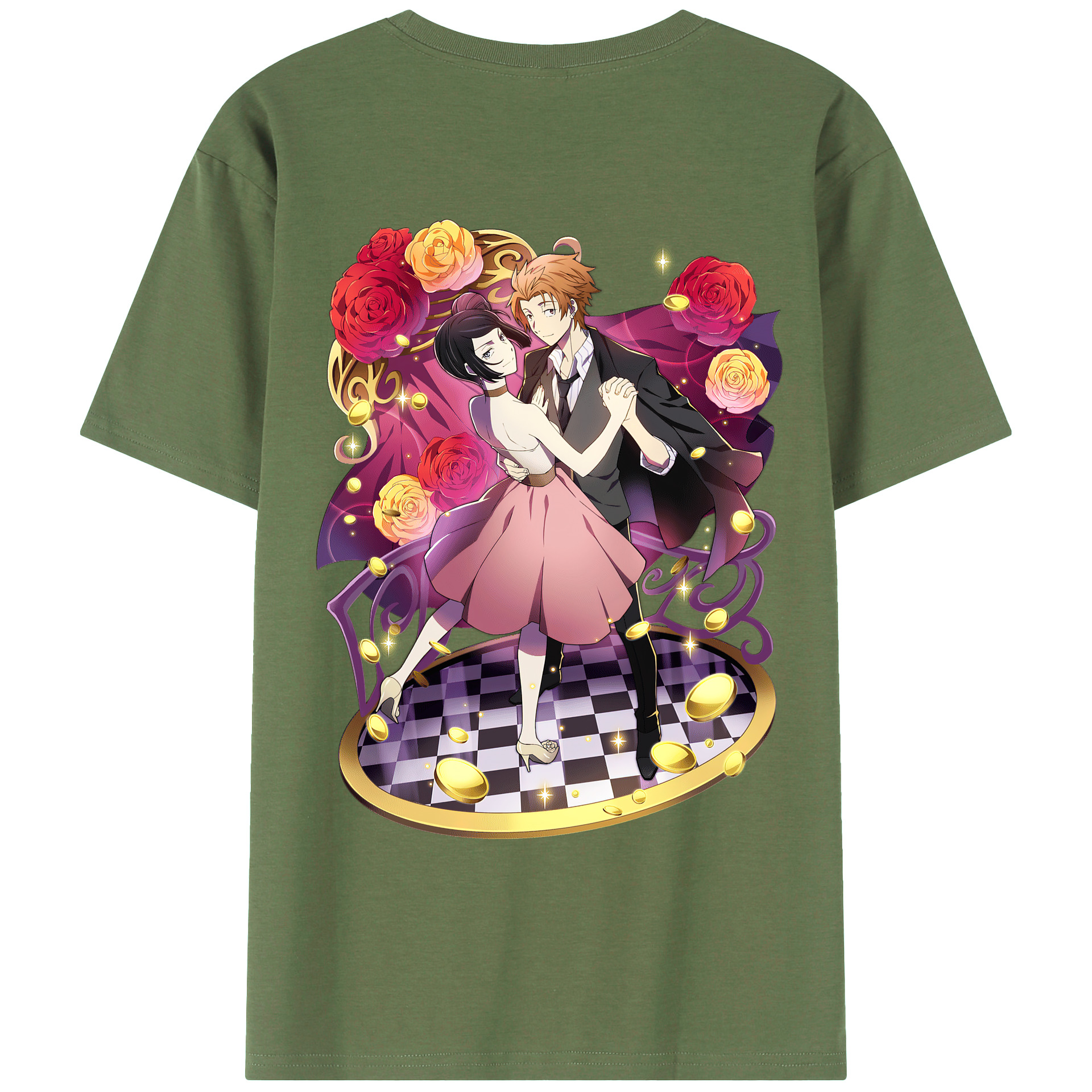 （画像用） 文豪ストレイドッグス Bungo Stray Dogs 綿100％ メンズ半袖Tシャツ（バックプリント） 通気性